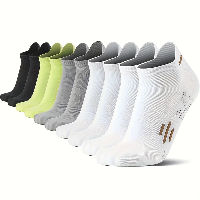 5/10 Pairs Summer Men's Athletic Ankle Socks Breathable Mesh Thin Sports Socks for Running Basketball Cycling