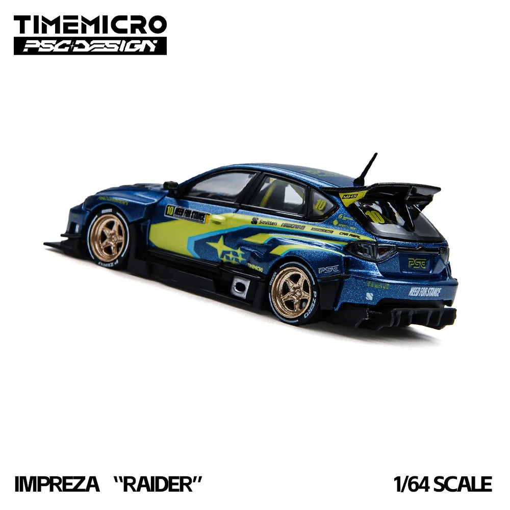 TimeMicro 1:64 Blue Yellow Rally Sports Car Diecast Alloy Model Racing Livery Mini Vehicle For Hobby Collection Decor