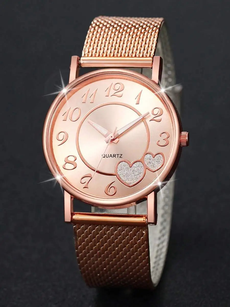 1pc Round Pointer Quartz Watch & 1pc Bracelet As A Gift For Students Returning To School