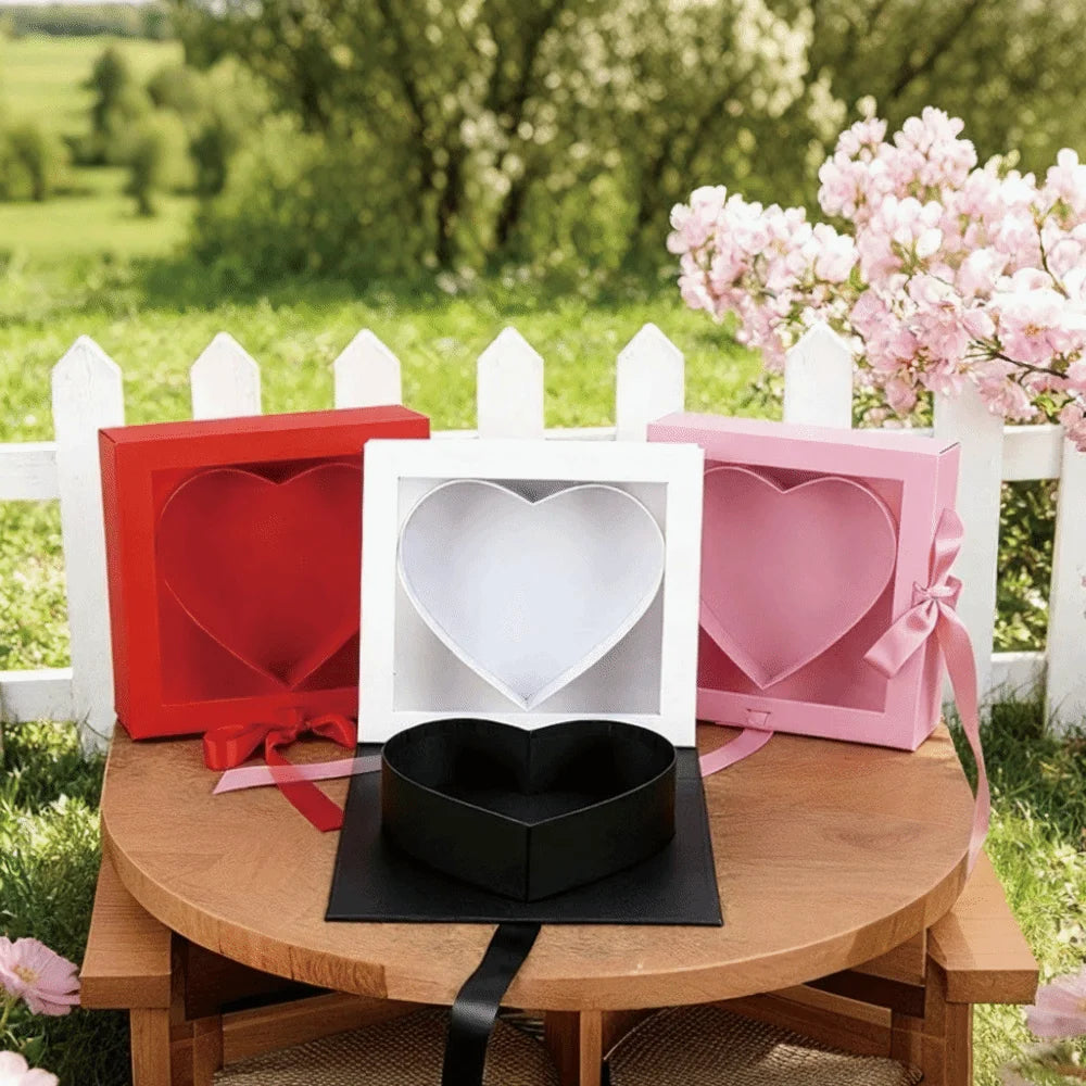 Transparent Window Mother's Day Gift Box Elegant Fillable Gift Packaging Box Cardboard Romantic Empty Flower Box