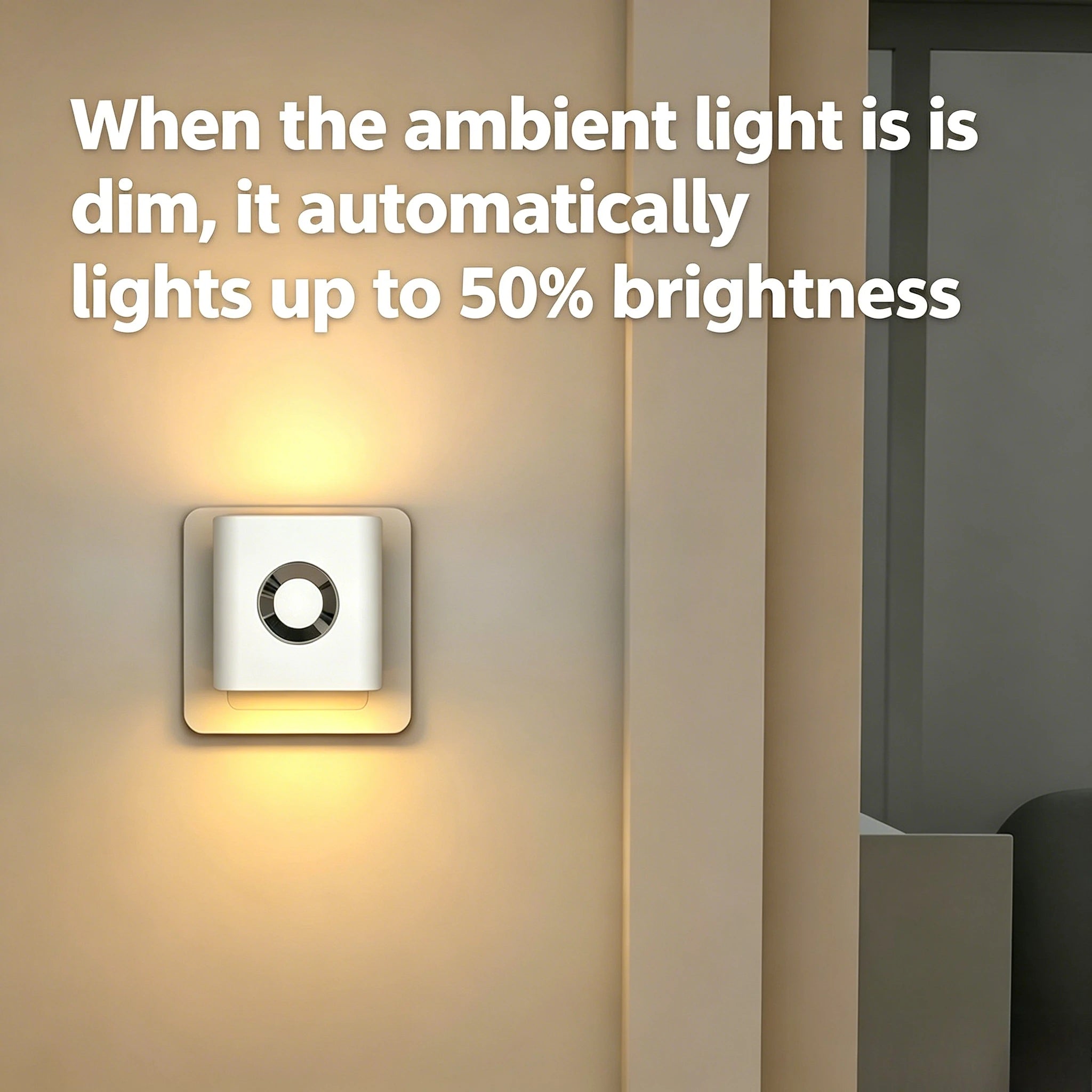 Human Motion Sensor Night Light, Auto On/Off Bedside Cabinet Lamp, Up & Down Glow Ambient Light, Eye-Care LED Bedroom Night Lamp