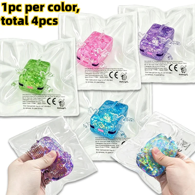 HefengCL Glitter Square Mini Axolotl Fidget Squishy TABA Maltose Sensory Stress Relief Toy Office Classroom Holiday Kids Gift