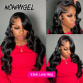 Wow Angel Body Wave Jet Black 250% 13x6 HD Lace Full Frontal Human Hair Wigs SkinLike HD Lace Front Wigs Pre Plucked for Women