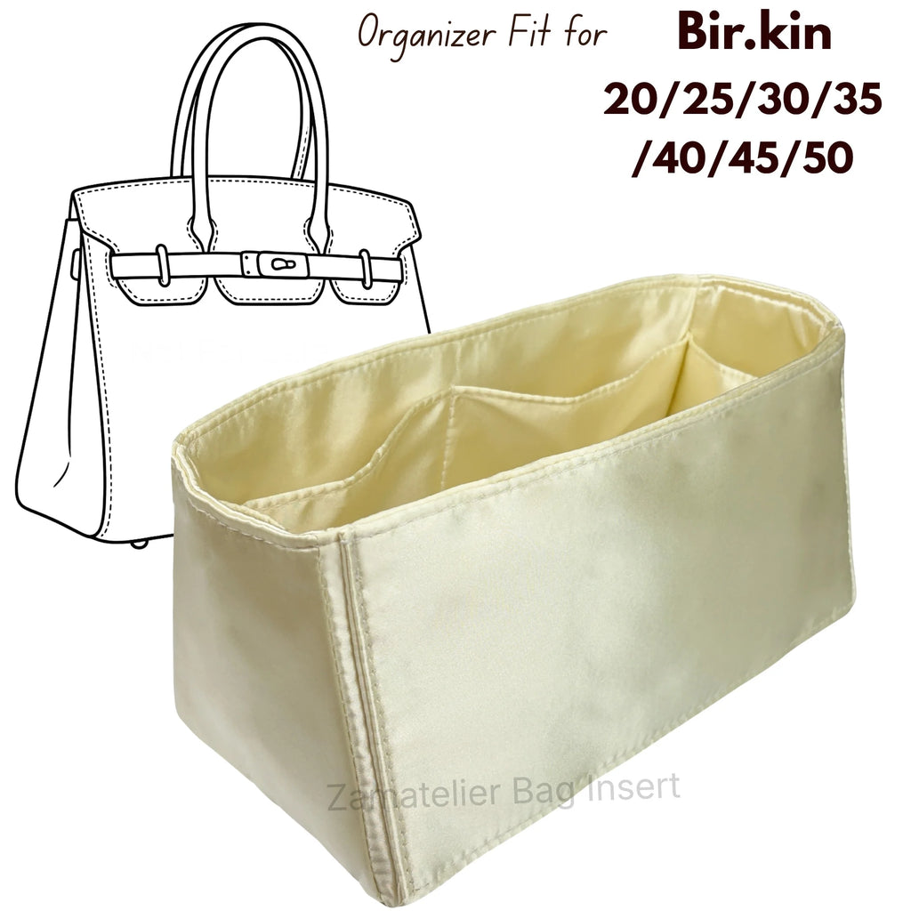 Custom Made Silk Insert for Birkin 30/20/25/35/40/45/50 Bag, Premium Purse Organizer Satin Organiser, Liner Base Shaper Protect