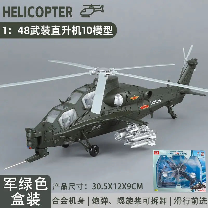 1:48 Z-10 Attack Helicopter Diecast Model Rotatable Detachable Parts Display Stand Included Military Aircraft Collection
