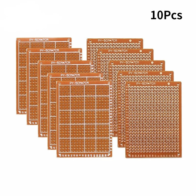 10PCS PCB Breadboard 5*7cm Universal DIY Circuit Board Solder Finished Protoboard Single-Sided Yellow PCB Board