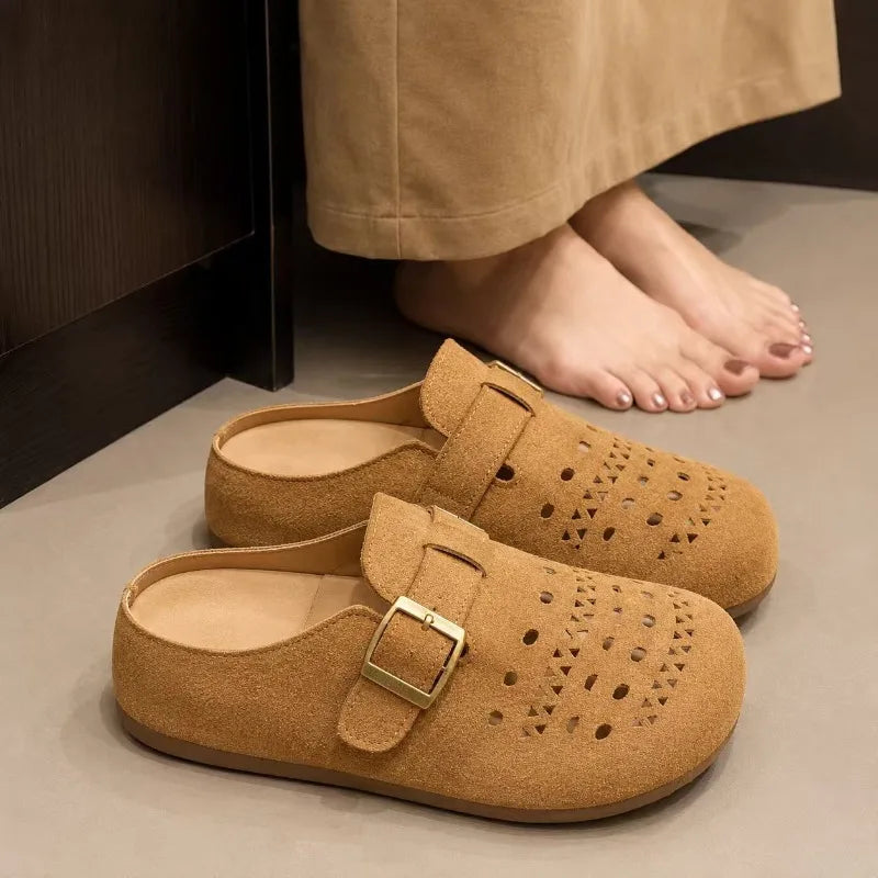 Women's Summer Thick Bottom Slip-On Sandals Open-Toe Platform Clog Shoes round Toe Convenient Glue-Welding Process Outdoor Footw