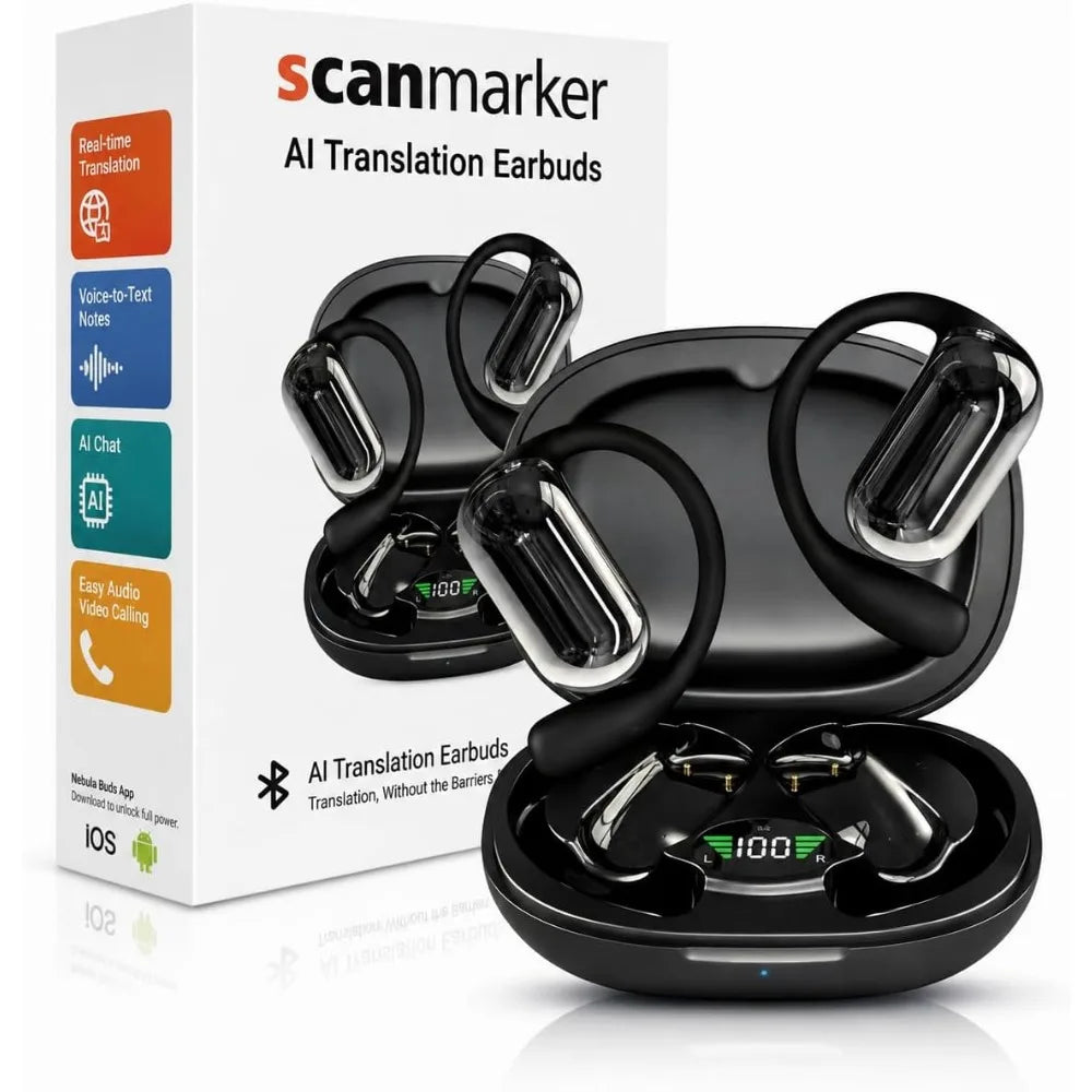 Real-Time Translation Earbuds: 144+ Languages, 60H Playtime, Noise Cancellation for Business & Learning