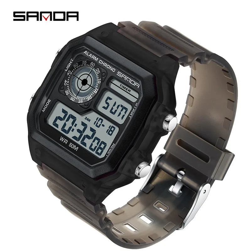 Fashyion Sanda Top Brand Led Digital Sport Chronograph Date Lady Tpu Band Week 50m Waterproof Female Electronic Gift Watches