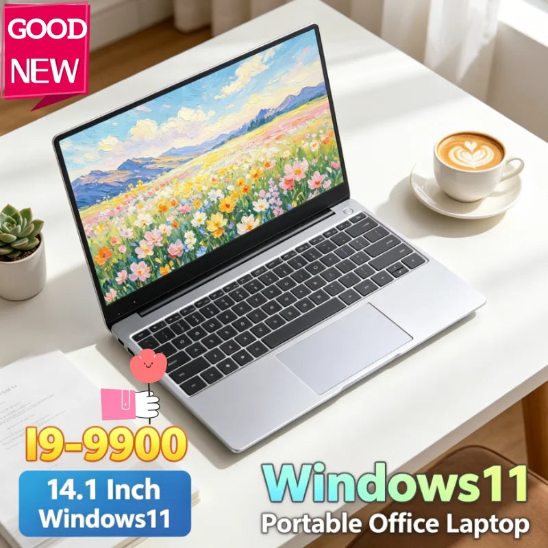 Powerful Dual Chip 14.1 Inch Portable Laptop 2026 Win11 I7-8650U I9-9900 2TB SSD Study Business Notebook