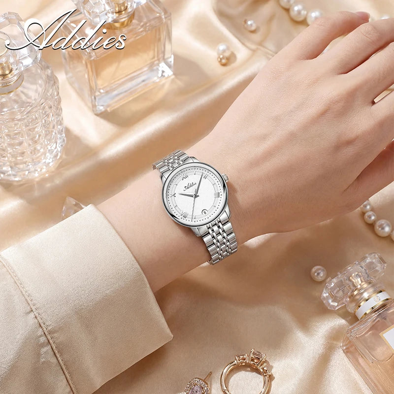 Addies New Luxury Women's Watches 31mm Sapphire Crystal 50m Waterproof 316L Stainless Steel Business Quartz Wristwatch For Woman