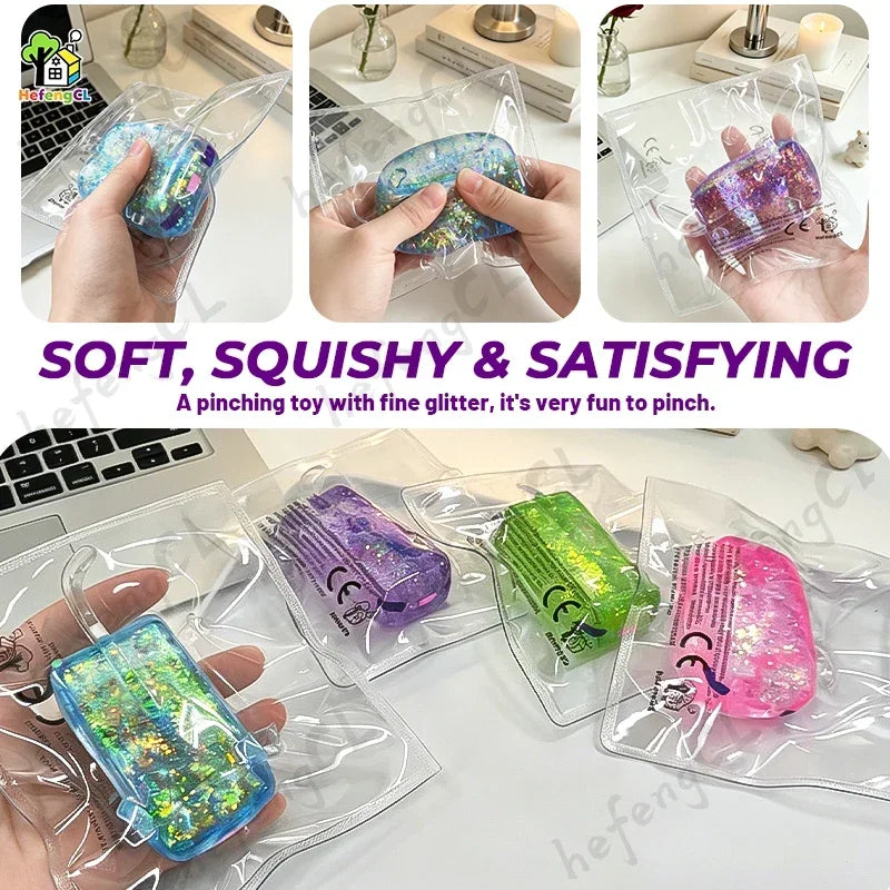 HefengCL Glitter Square Mini Axolotl Fidget Squishy TABA Maltose Sensory Stress Relief Toy Office Classroom Holiday Kids Gift
