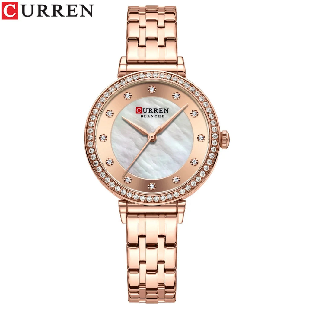 CURREN Top Brand Ladies Simple Fashion Quartz Watch Stainless Steel Classic Elegant Diamond Waterproof Ladies Watch Reloj Mujer