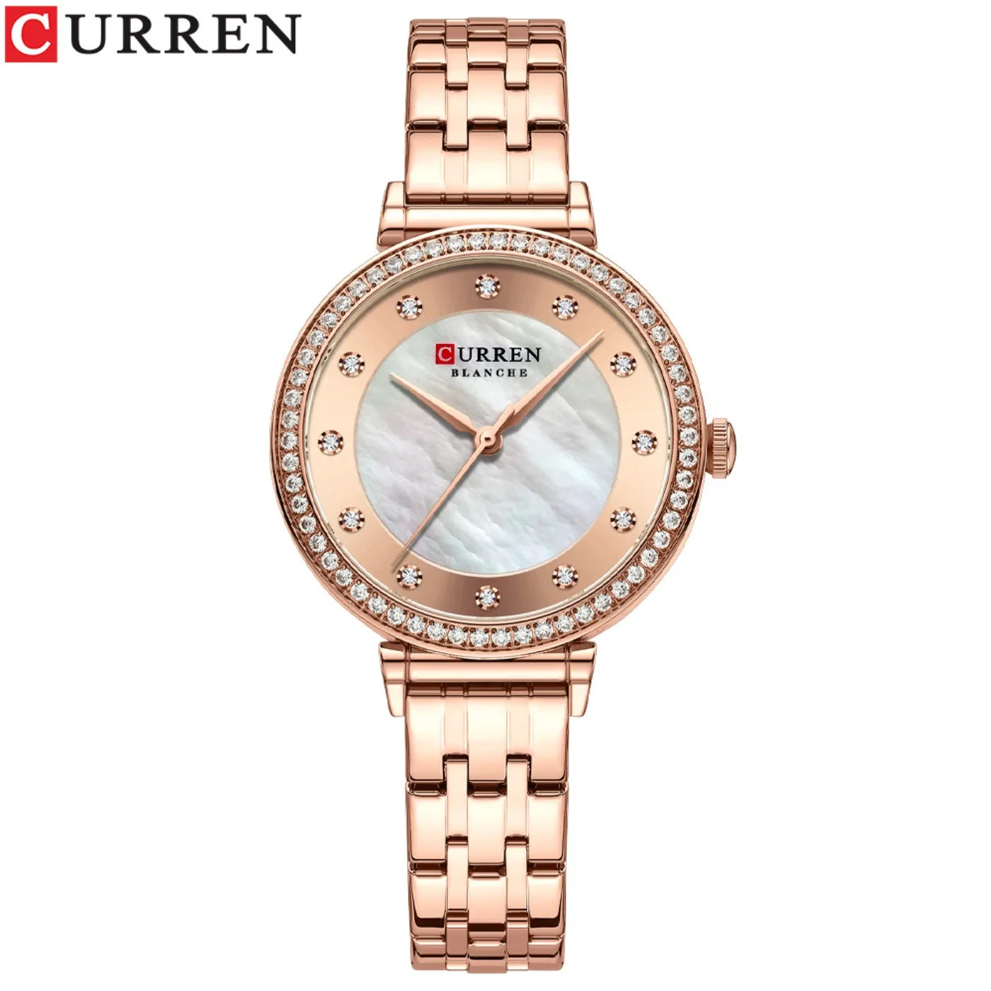 CURREN Top Brand Ladies Simple Fashion Quartz Watch Stainless Steel Classic Elegant Diamond Waterproof Ladies Watch Reloj Mujer
