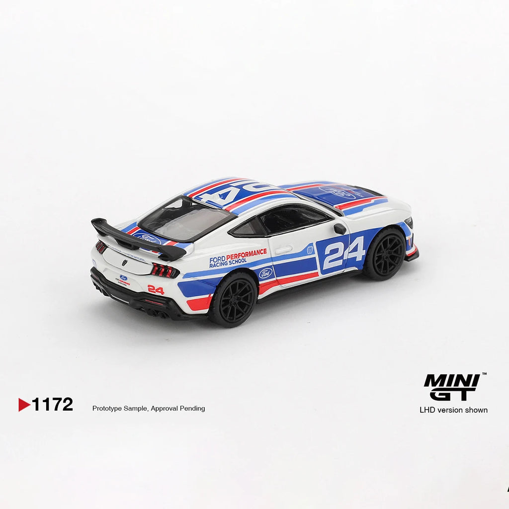 Ford Mustang MGT01172 in Stock 1:64 Dark Horse #24 Ford Performance Racing School Livery LHD Diecast Model Car MINI GT