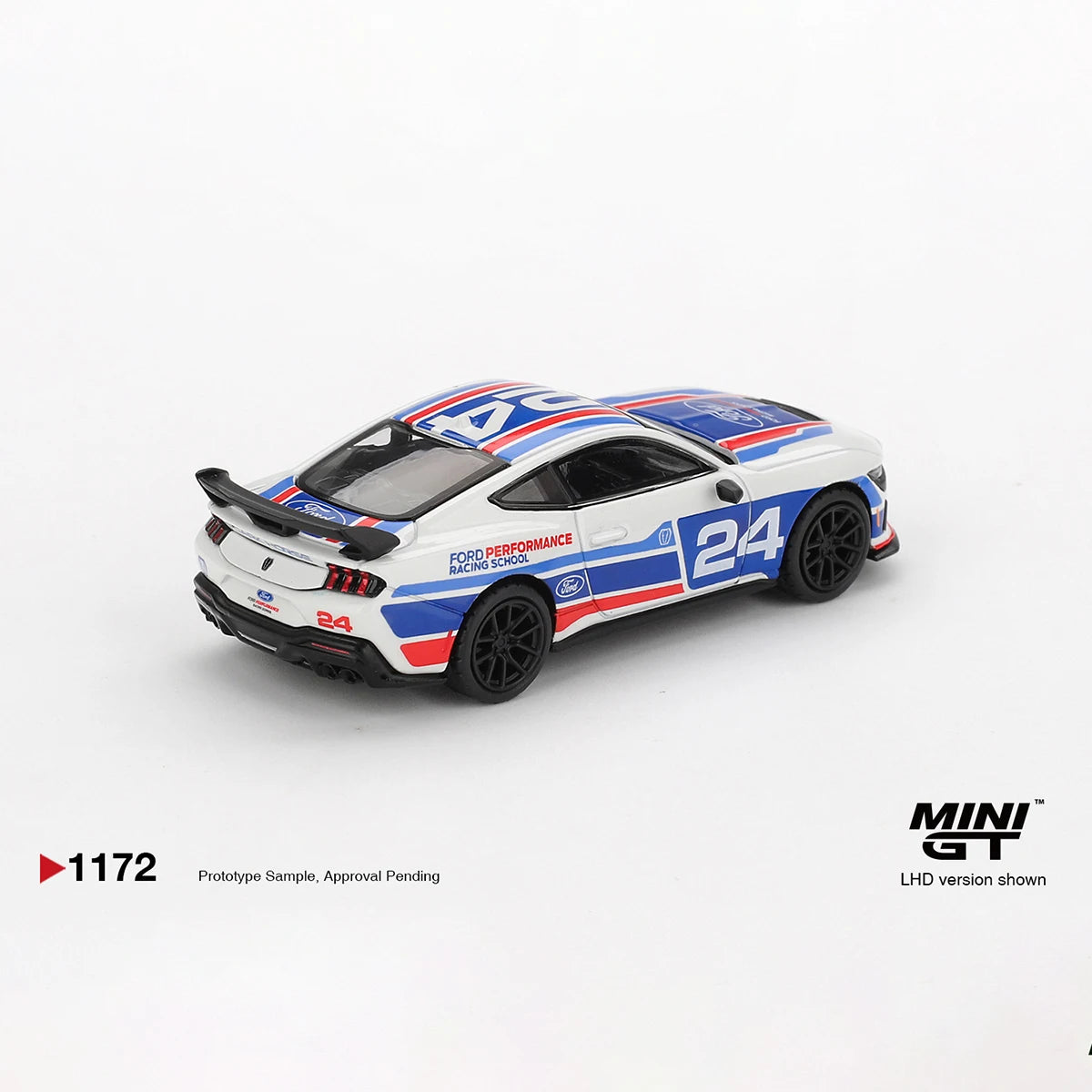 Ford Mustang MGT01172 in Stock 1:64 Dark Horse #24 Ford Performance Racing School Livery LHD Diecast Model Car MINI GT