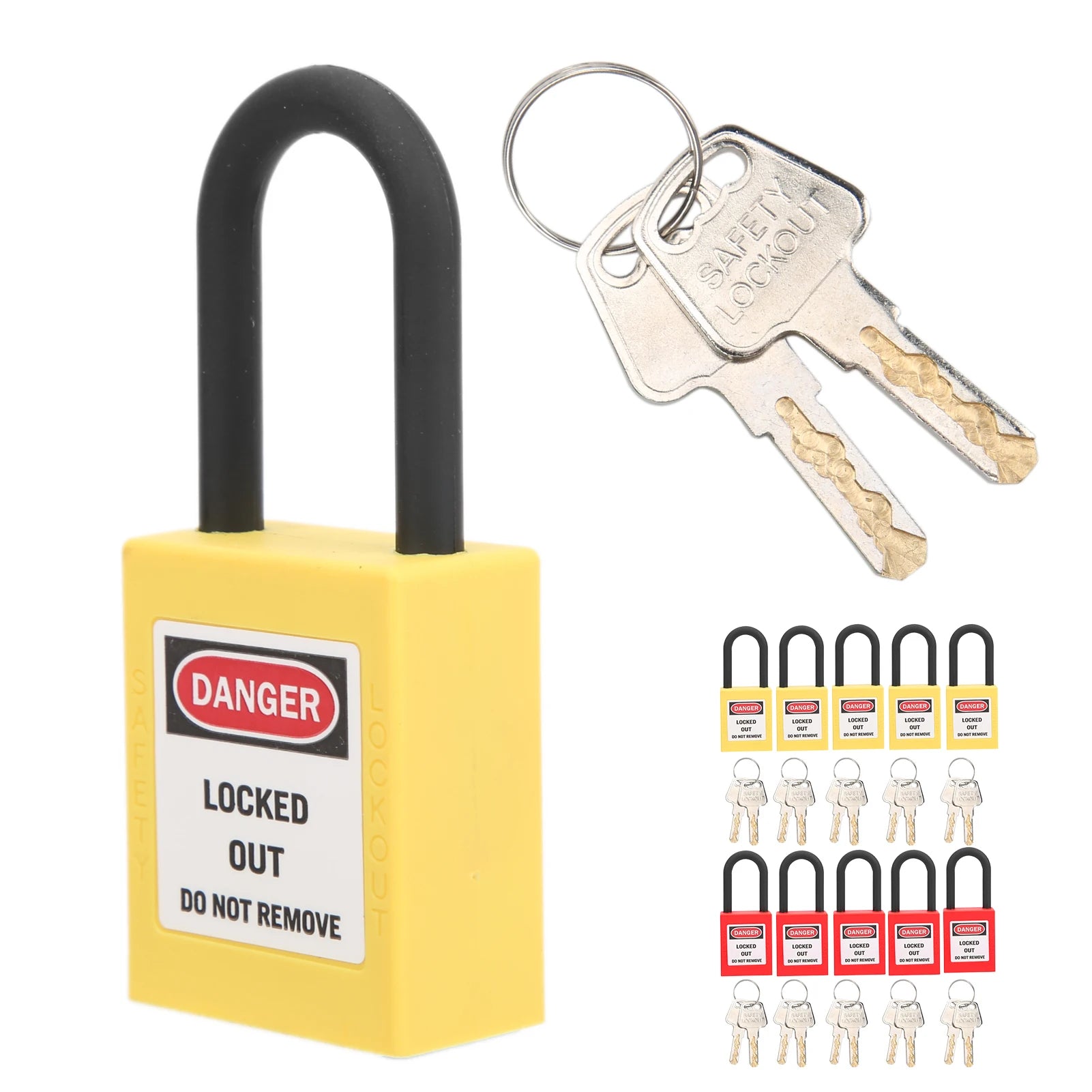 5 Sets 38mm Nylon Dustproof Engineered Safety Padlock Industrial Site Lockout Tagout Security Isolation Lock