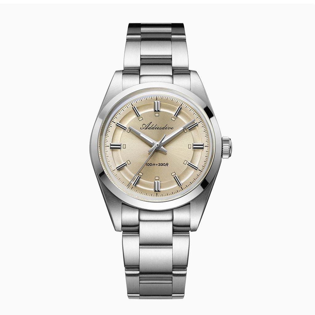 ADDIESDIVE Super Luminous Japan VH31 Ladies Watches 10Bar Waterproof Bubble Mirror Glass Quartz Watch Stainless Steel Wristwatch