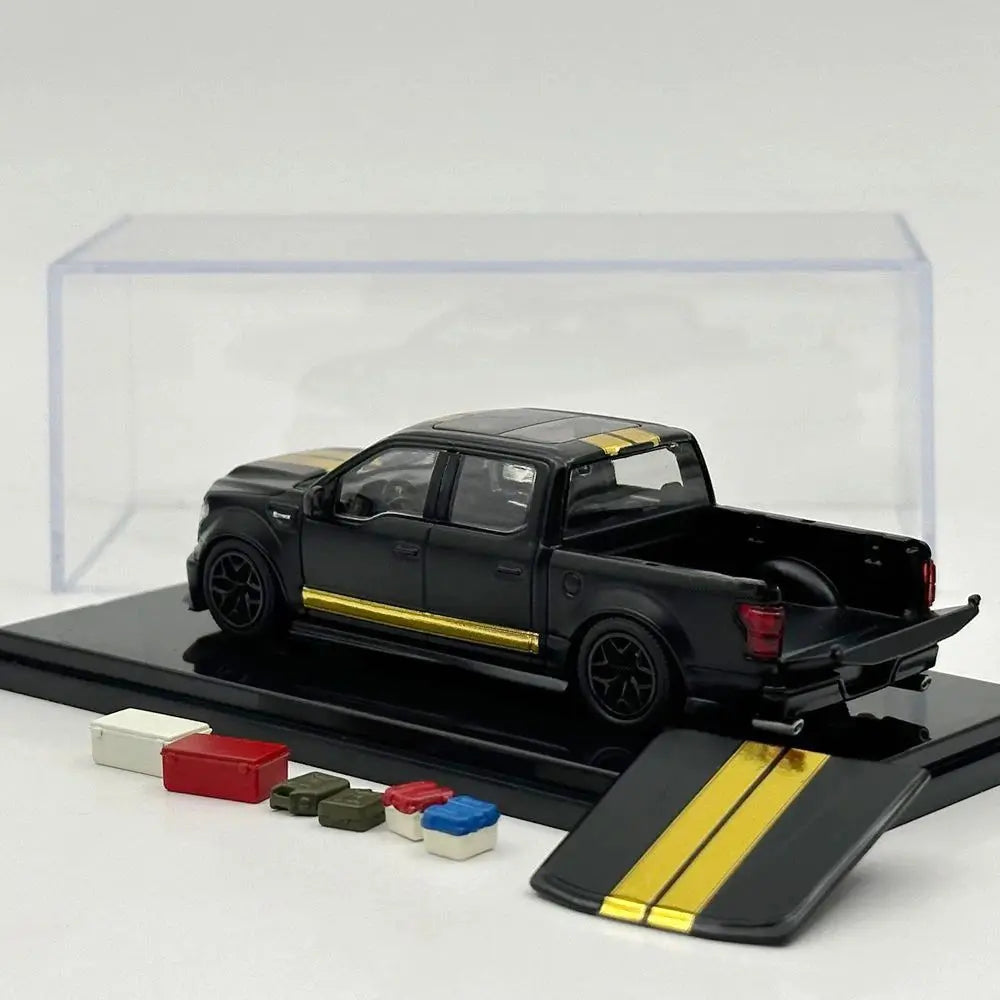 Funny Model FM 1/64 For SHELBY F-150 Shelby Super Snake Pickup Black Diecast Model Car Miniature Collection - with Accessories