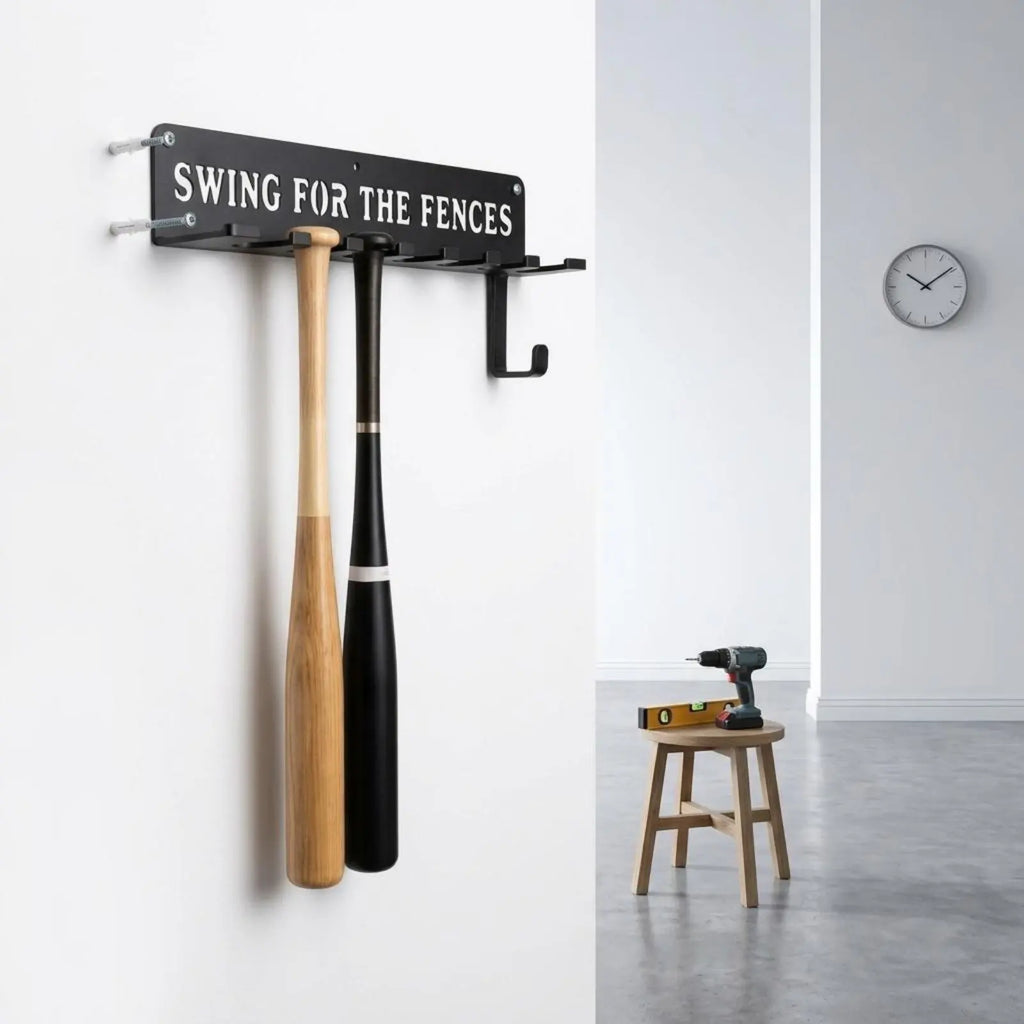 14 Bats 14 Sports Equipment Storage Rack Carabiner Hook Wall Mount Sports Equipment Rack Metal Construction Space Saving