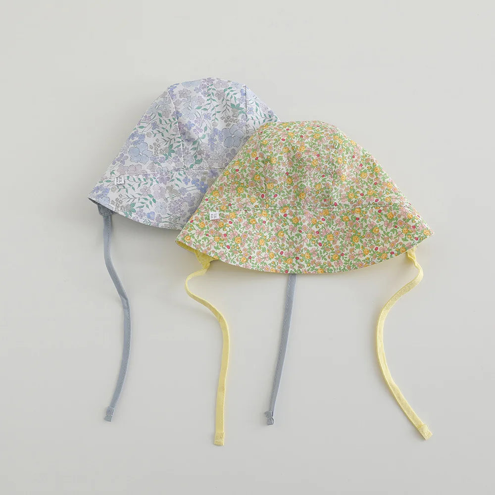 Reversible Baby Sun Hat for Girls Floral Indian Hats Autumn Outdoor Travel Newborn Sun Cap Toddler Bonnet Newborn Head Wrap Cap