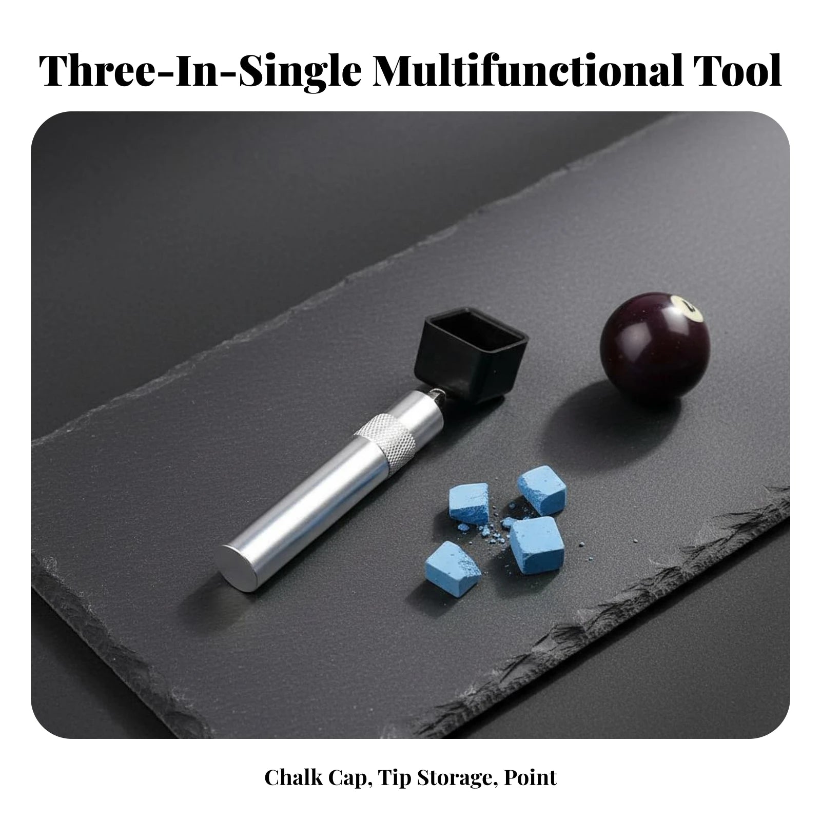 Billiard Cue Tip Scuffer Aerator with Chalk Holder 3-in-1 Multifunctional Repair Tool for Pool Stick Maintenance