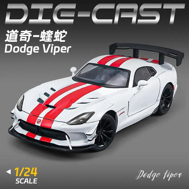 1:24 Scale Alloy Car Model For Dodge Viper Diecast Sports Car With Pull Back Sound Light Collectible Gift For Fans