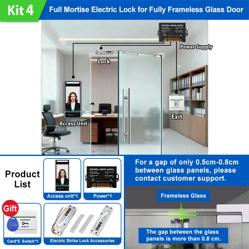 8" Multi-Biometric Access Control & Attendance Terminal - Face Fingerprint Palm Vein, WiFi 4G TCP/IP