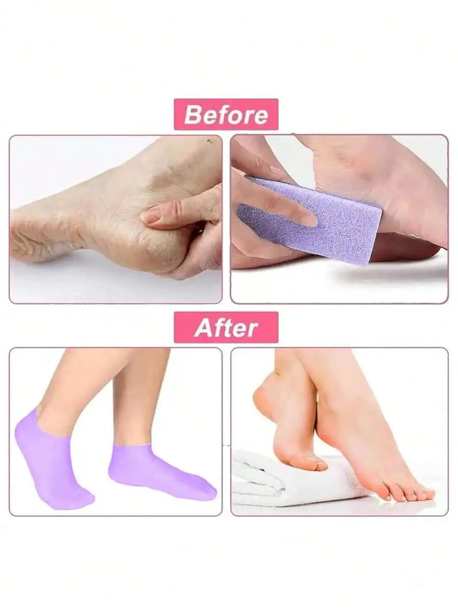 1 Pair Silicone Moisturizing Foot Socks, Effective Foot Care, Prevent Cracked Heels, Remove Dead Skin, Elastic Foot Socks, All-Day Moisture Locking, Prevent Dryness, Odorless, Easy To Wear And Remove, Soft And Comfortable Material.