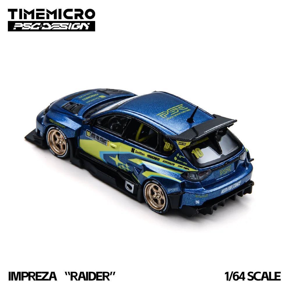 TimeMicro 1:64 Blue Yellow Rally Sports Car Diecast Alloy Model Racing Livery Mini Vehicle For Hobby Collection Decor