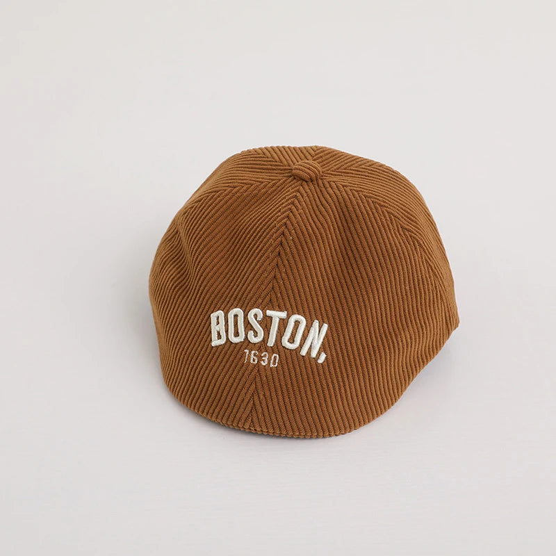 Fashion Letter Beret Drawstring Baby Duck Tongue Cap 2-6year Kids Sunshade Visors Autumn Winter Corduroy Children Forward Hat