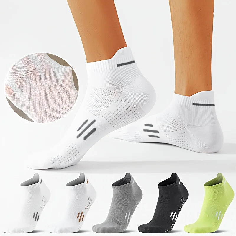 5/10 Pairs Summer Men's Athletic Ankle Socks Breathable Mesh Thin Sports Socks for Running Basketball Cycling