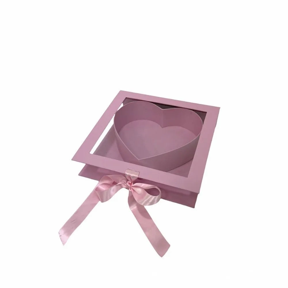 Transparent Window Mother's Day Gift Box Elegant Fillable Gift Packaging Box Cardboard Romantic Empty Flower Box