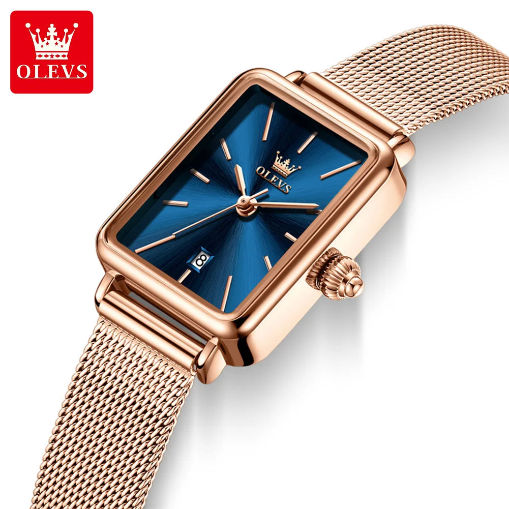 OLEVS 3692 Quartz Wristwatch Gifts Fashion Vintage Square Ultra Thin Ladies Watches Waterproof Stainless Steel Women's Watches