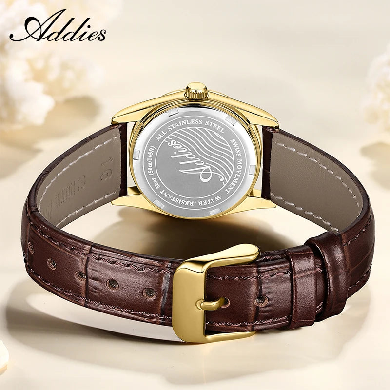 Addies 585 Quartz Woman's Watch 28mm High Quality Sapphire Glass 50m Waterproof Dive Stainless Steel Business Ladies Watches
