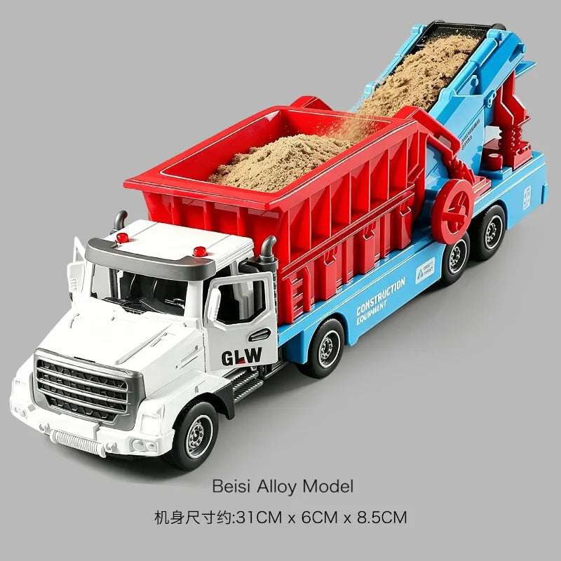 Electric Sand Transport Truck Conveyor Belt Dump Body Simulated Construction Engineering Vehicle Desktop Display Collection Gift