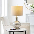 24-inch Silver/Ivory Shade LED Table Lamp for Bedroom, Living Room, Home Office, Desk, Nightstand