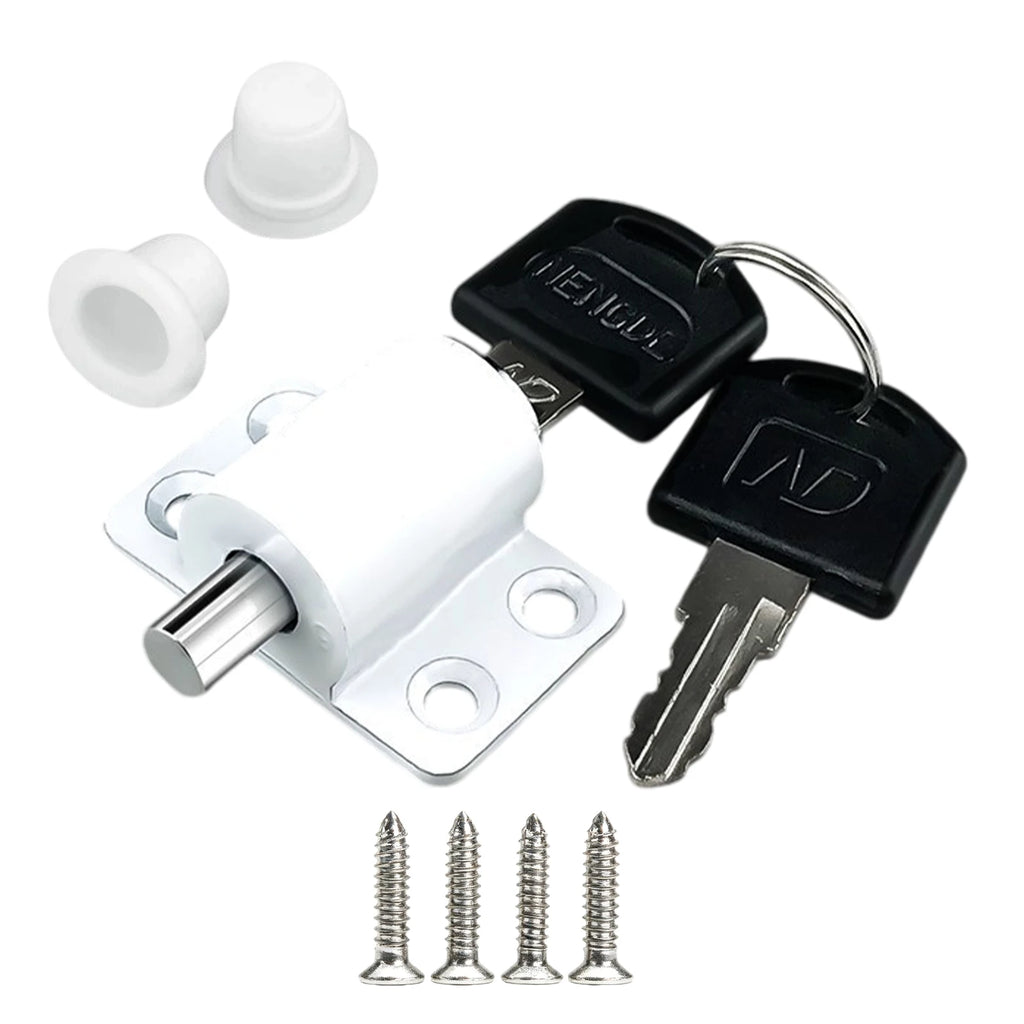 Aluminum Alloy Child Safety Protection Lock with Keys & Screws Push-In Key Latch for Child Home Safety Bedroom Office Balcony