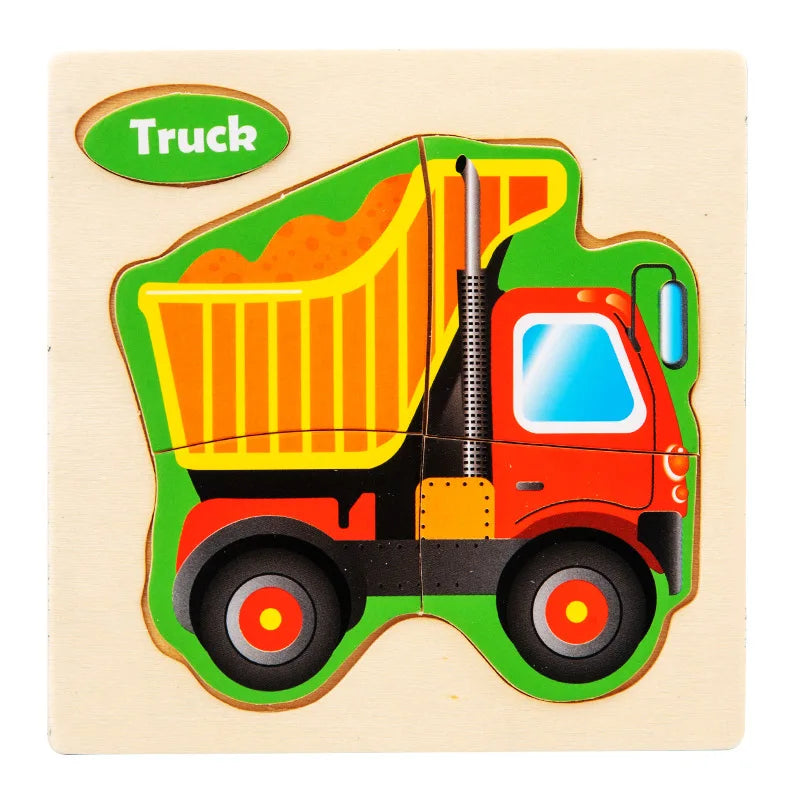 Wooden Toy 3D Jigsaw Puzzle Small Size Cartoon Animal Puzzle Board Kids Early Learning Educational Toys for Children Gifts