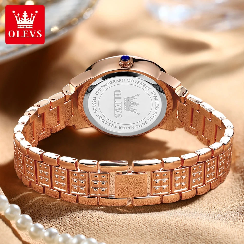 OLEVS Luxury Fashion ladies' watches Diamond dial waterproof diamond inlaid quartz watch for women beautiful trend dress watch