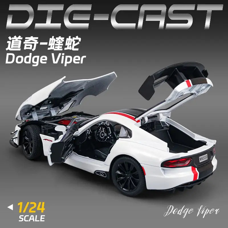 1:24 Scale Alloy Car Model For Dodge Viper Diecast Sports Car With Pull Back Sound Light Collectible Gift For Fans