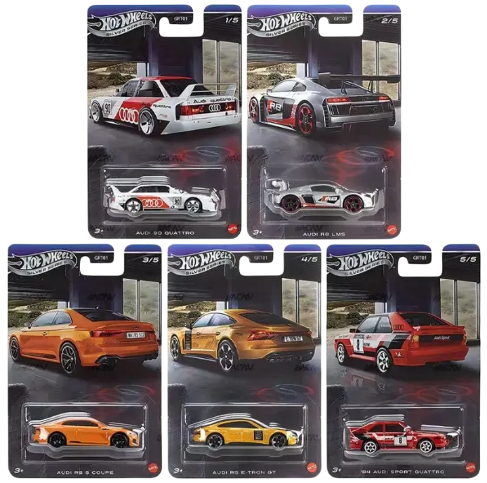 Hot Wheels Grt01 Silver Standard High-Performance Series Audi Set Audi 90 Audi R8 Alloy Car Model Models Diecast Collector Gift
