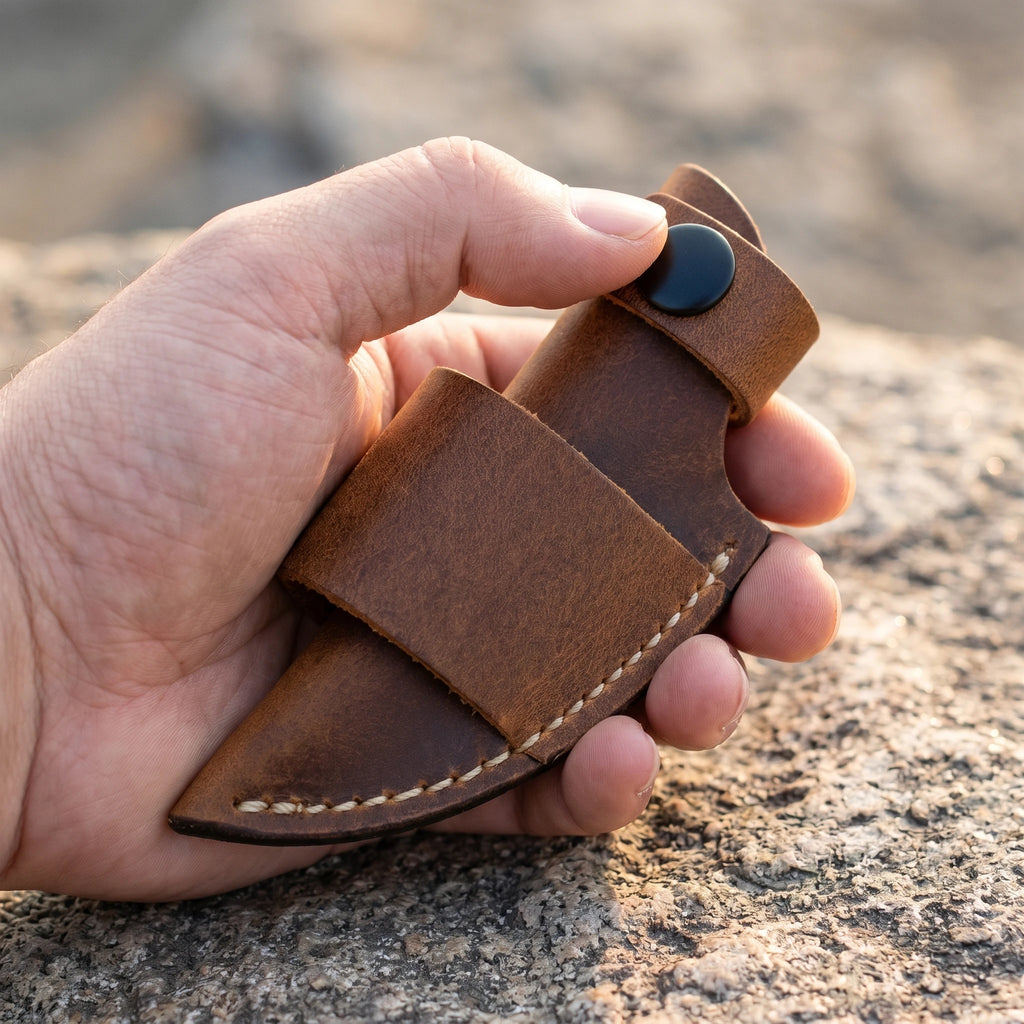 Small Knife Leather Sheath, Tool Replacement, Leather Hand-sewn Retro Leather Sheath, for 32mm Width Knife, Carry Belt Loop