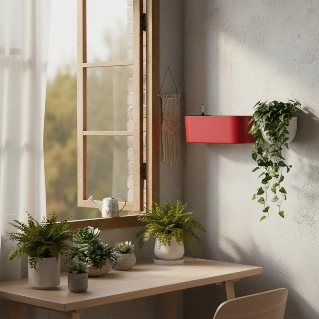 Rectangular Flower Pot with Legs Wall-Mountable Rectangular Hanging Planter Hanging Railing Planter Minimalist Design for Office