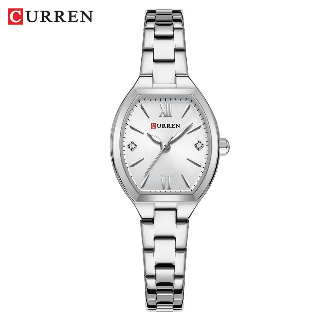 CURREN Fashionable Barrel-Shaped Simple Elegant Quartz Watch Women's Elastic Band Retro Women's Watch Gifts