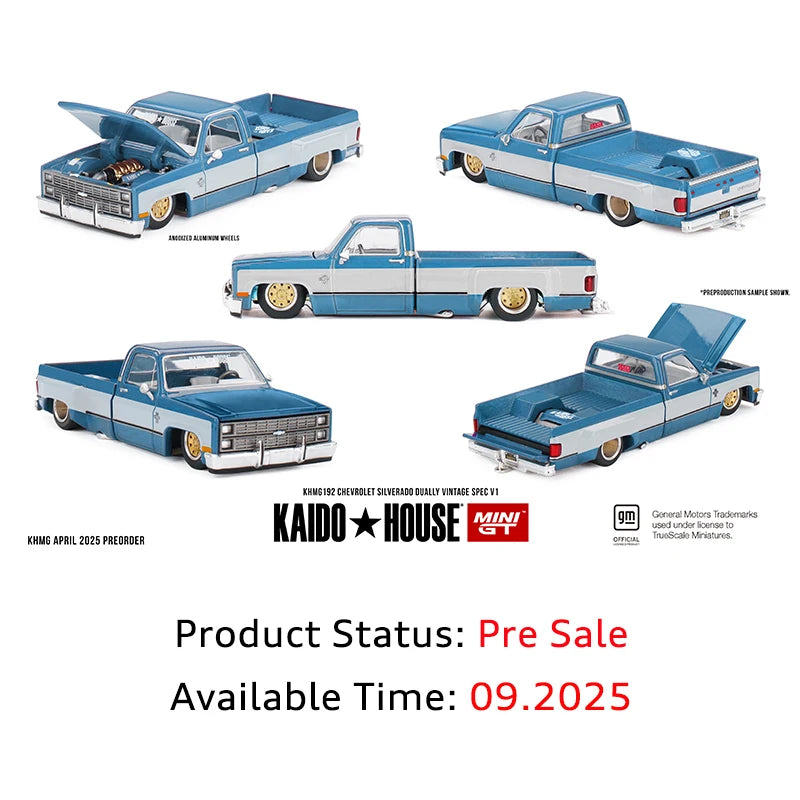 Ready to ship KHMG 192 1:64 Chevrolet Silverado Dually Vintage Spec V1 Openable Hood Diecast Car Model Kaido House MINIGT