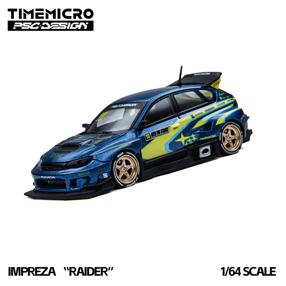 TimeMicro 1:64 Blue Yellow Rally Sports Car Diecast Alloy Model Racing Livery Mini Vehicle For Hobby Collection Decor