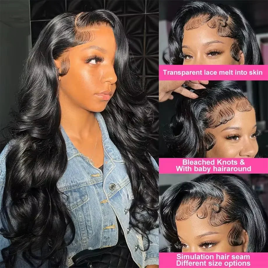 300% Density Body Wave 13x6 HD Lace Frontal Human Hair Wigs Pre Plucked Brazilian Hair 13x4 Lace Frontal Wigs Curly Human Hair