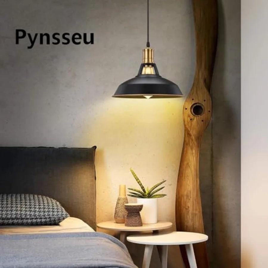 Farmhouse Style Industrial Pendant Light, Vintage Barn Hanging Pendant Lighting, Modern Pendant Lamp Fixture 3 Pack, Oil Rubbed