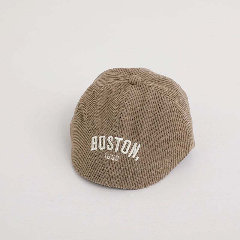 Fashion Letter Beret Drawstring Baby Duck Tongue Cap 2-6year Kids Sunshade Visors Autumn Winter Corduroy Children Forward Hat